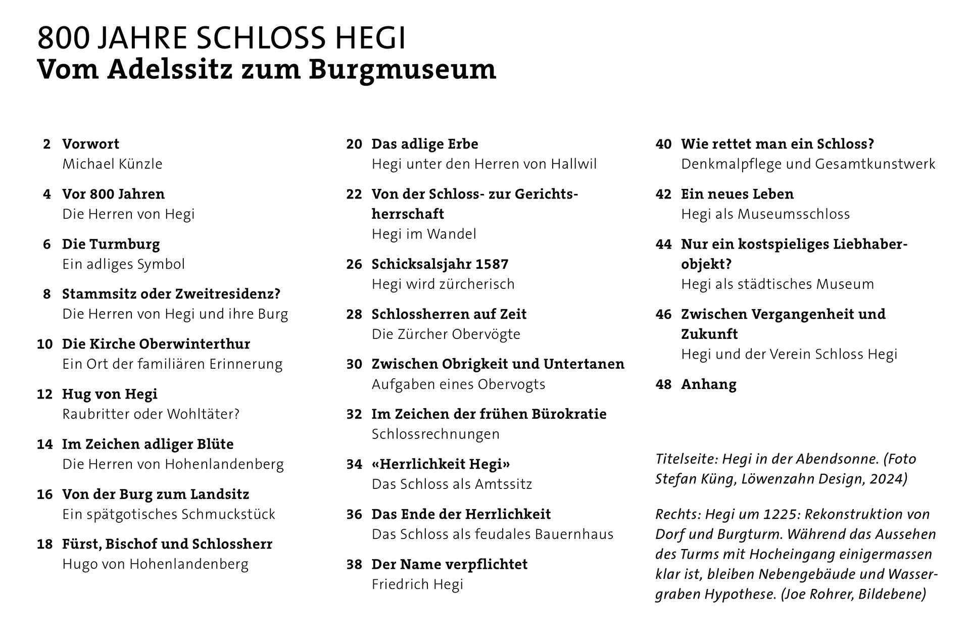 Inhaltsverzeichnis der Broschüre